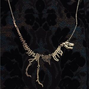 Silver Dinosaur Skeleton Necklace for Reptile Lovers